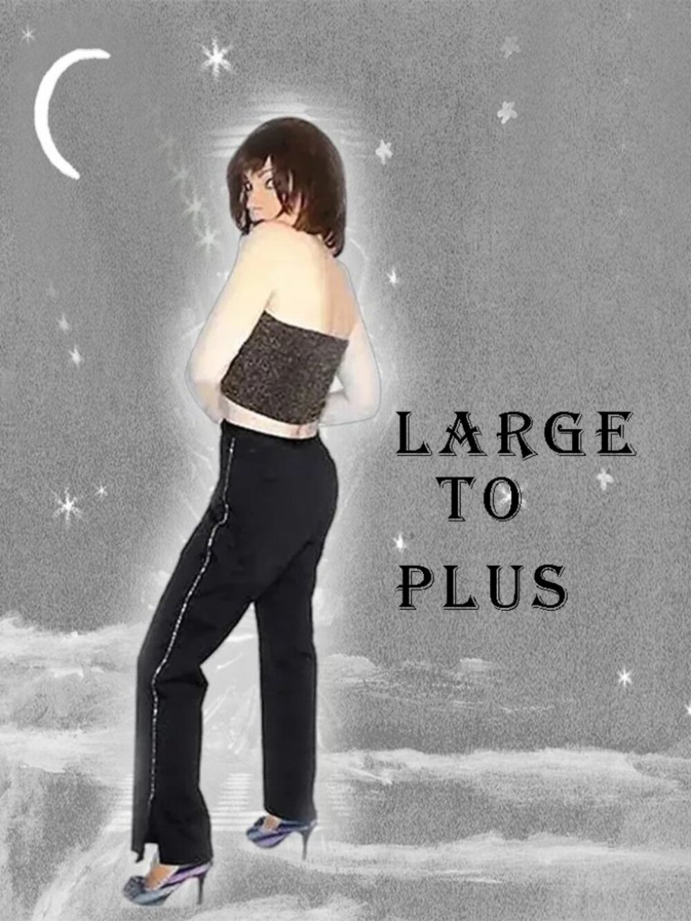Black Satin Stretch Pants with Rhinestones, Boot Cut Bougie Evening Glam 90s